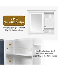 Airsurfer 32 Inch Bathroom Wall Cabinet with Mirror Wall Mounted Medicine Cabinet with 3 Shelves Mirrored Door White