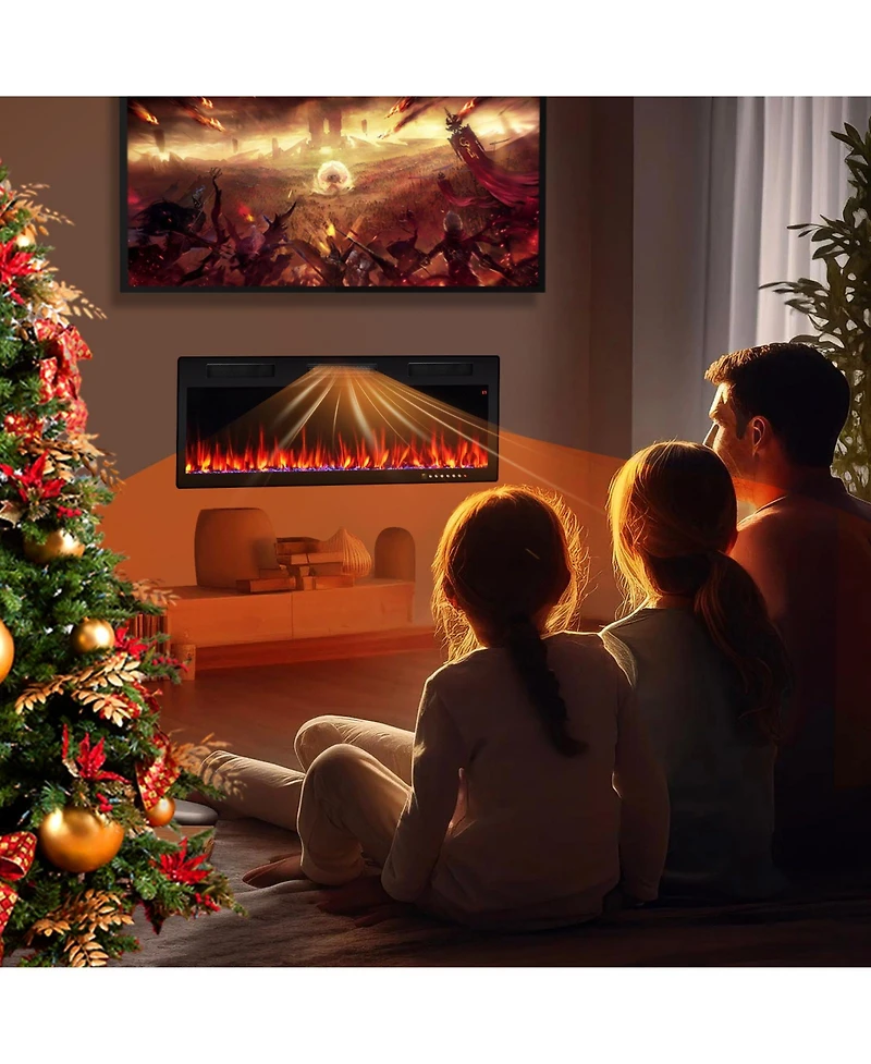 Sugift Electric Fireplace 50 Inches Recessed and Wall Mounted for 2' x 6' Stud