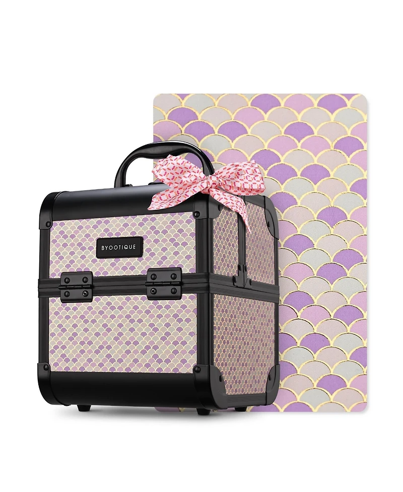Byootique Makeup Train Case with Mirror Cosmetic Box for Nail Art Deco Tyrian