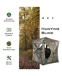 Givimo 3 Person Portable Pop-Up Ground Hunting Blind with Tie