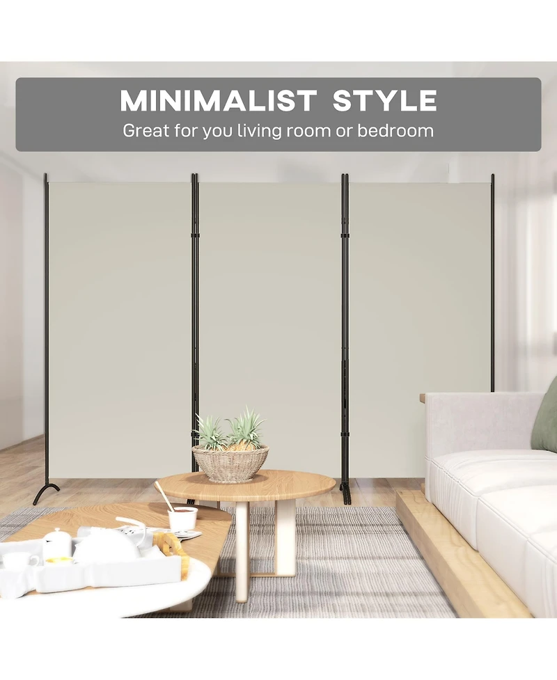 Homcom 6' 3 Panel Room Divider, Indoor Privacy Screen for Home, Light