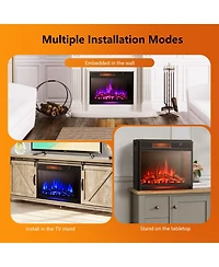 Sugift 28 Inch Electric Freestanding and Recessed Fireplace with Remote