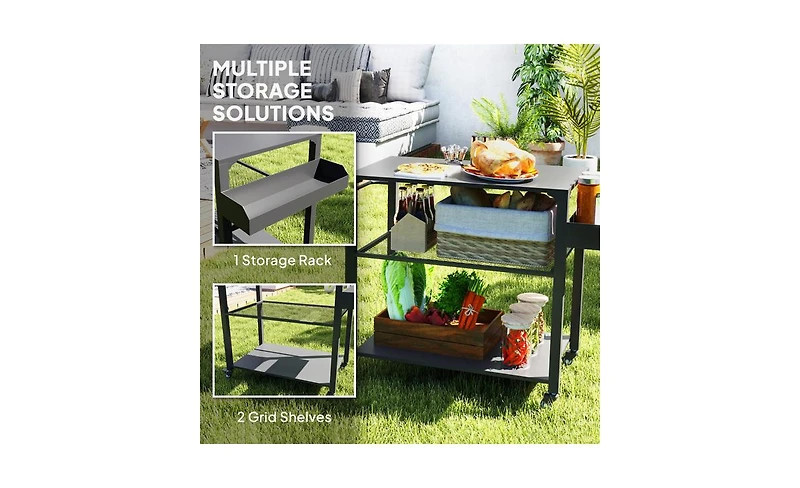 Slickblue Outdoor Grill Cart with Storage and Prep Space for Bbq