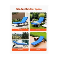 Slickblue Outdoor Chaise Lounge Chair Cushion 72 x 21" Waterproof and Thick with Ties