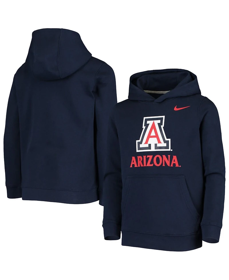 Nike Big Boys and Girls Navy Arizona Wildcats Stadium Club Fleece Pullover Hoodie
