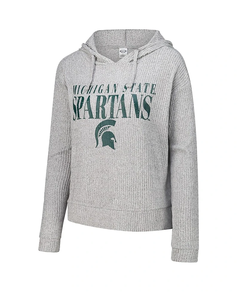 Concepts Sport Women's Heather Gray Michigan State Spartans Juniper Soft Modest Cropped Long Sleeve Hoodie Top