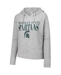 Concepts Sport Women's Heather Gray Michigan State Spartans Juniper Soft Modest Cropped Long Sleeve Hoodie Top