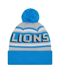 New Era Big Boys and Girls Blue Detroit Lions Main Cuffed Knit with Pom Hat