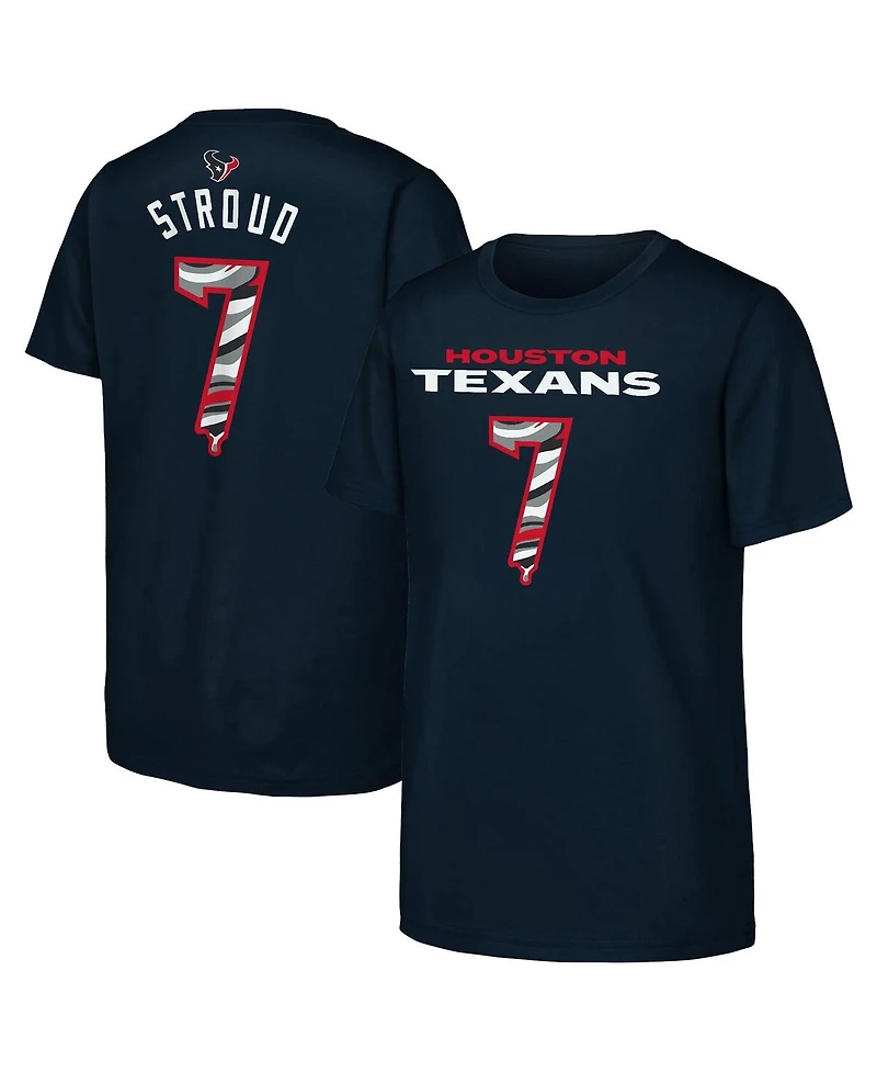 Outerstuff Big Boys and Girls C.j. Stroud Navy Houston Texans Mainliner Drip Player Name Number T-Shirt