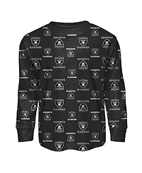 Outerstuff Toddler 2-Piece Black Las Vegas Raiders All-Over-Print Long Sleeve T-Shirt and Pants Sleep Set