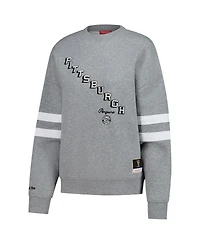 Mitchell & Ness Women's Heather Gray Pittsburgh Penguins Logo Lightweight Pullover Sweatshirt