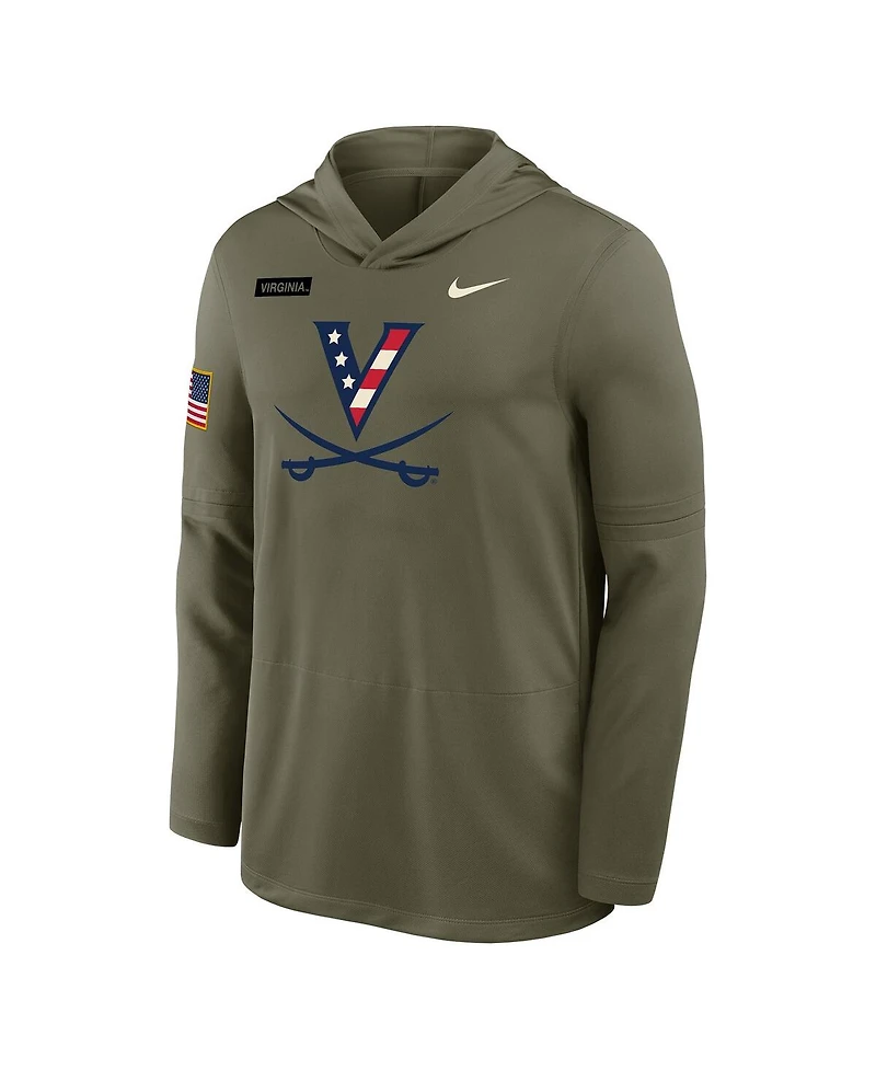 Nike Men's Olive Virginia Cavaliers 2025 Military Appreciation Dri-fit Long Sleeve Hoodie T-Shirt