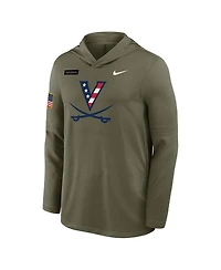 Nike Men's Olive Virginia Cavaliers 2025 Military Appreciation Dri-fit Long Sleeve Hoodie T-Shirt