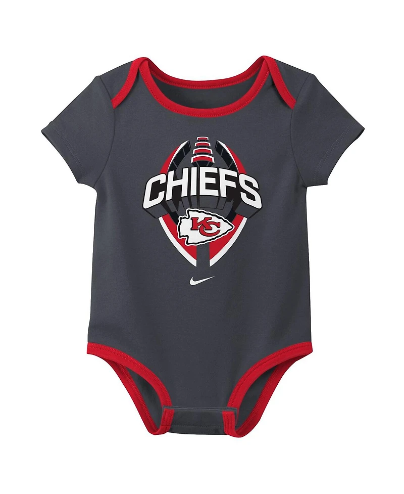 Nike Baby Boys and Girls 3-Pack Kansas City Chiefs Bodysuit Set