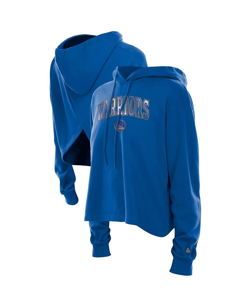 New Era Women's Royal Golden State Warriors Glam Game Open Back Hoodie