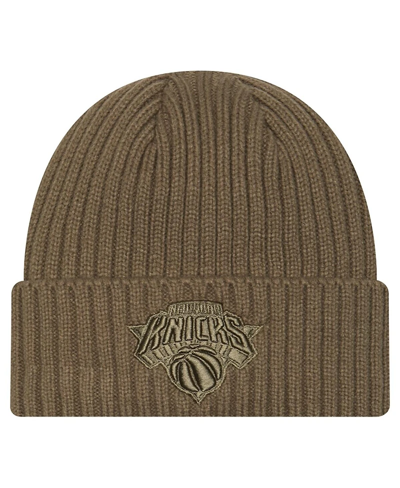 New Era Men's Olive New York Knicks Color Pack Cuffed Knit Hat