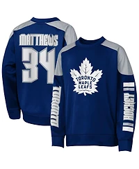 Outerstuff Big Boys and Girls Auston Matthews Blue Toronto Maple Leaf Best Defense Name Number Crewneck Sweatshirt