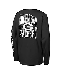 Outerstuff Big Boys and Girls Black Green Bay Packers Rumble Long Sleeve T-Shirt