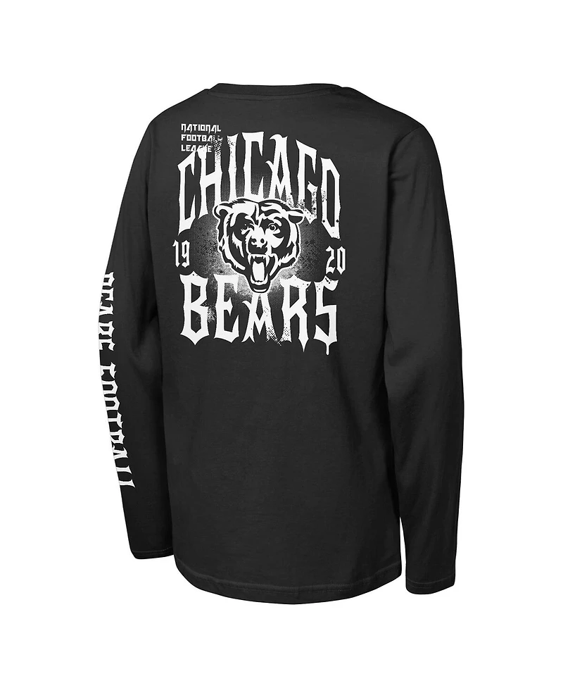 Outerstuff Big Boys and Girls Black Chicago Bears Rumble Long Sleeve T-Shirt