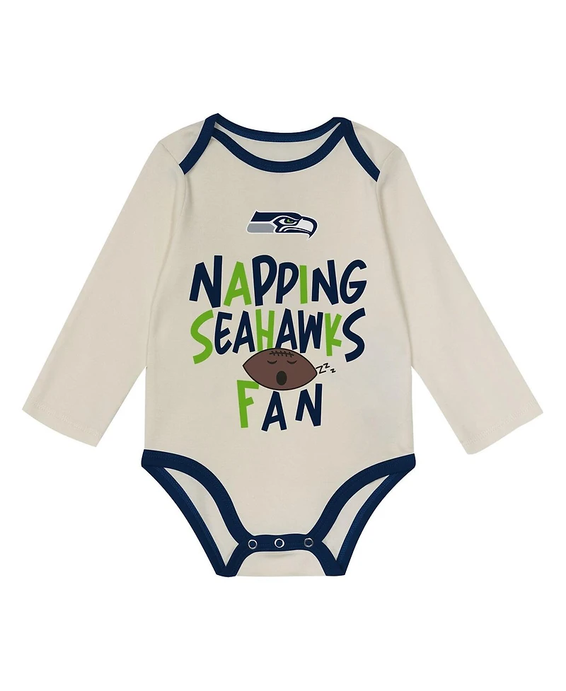 Outerstuff Baby Boys and Girls 3-Pack Seattle Seahawks Little Champ Bodysuit Set