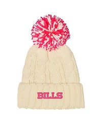 Outerstuff Girls White Buffalo Bills Cable Cuffed Knit with Pom Hat