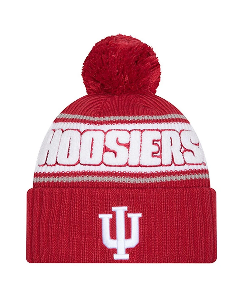 New Era Men's Crimson Indiana Hoosiers Bold Cuffed Knit with Pom Hat