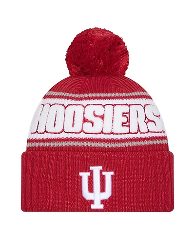New Era Men's Crimson Indiana Hoosiers Bold Cuffed Knit with Pom Hat