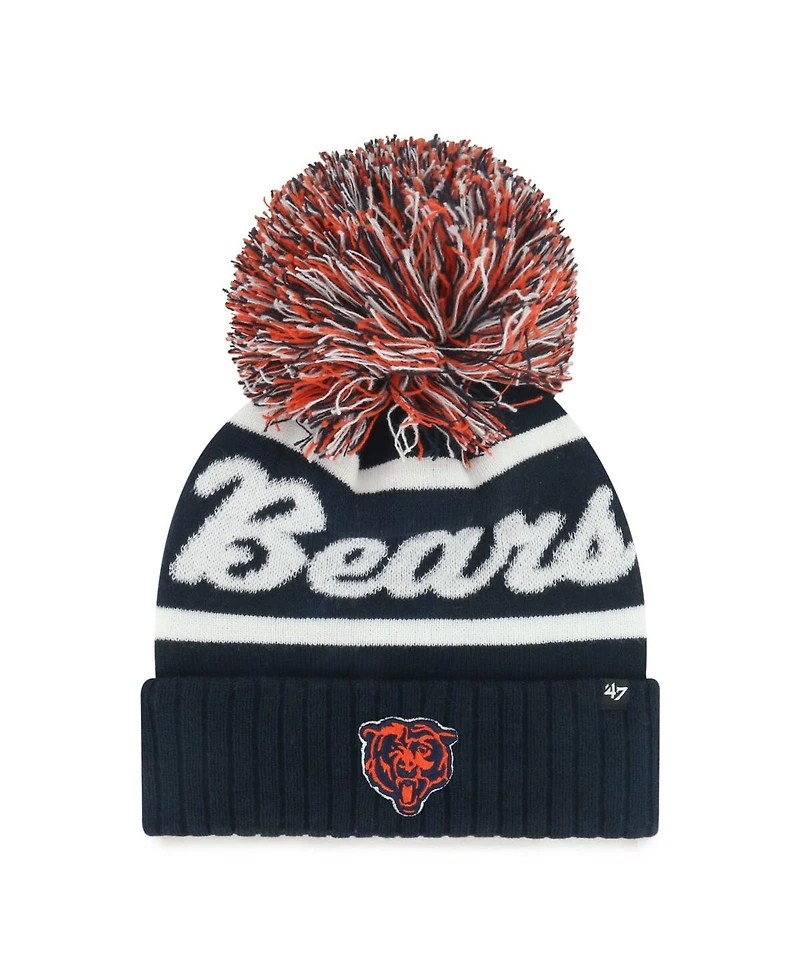 '47 Brand Women's Navy Chicago Bears Spirited Cuffed Knit with Pom Hat