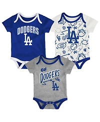 Outerstuff Baby Boys and Girls 3-Pack Los Angeles Dodgers All Day Play Bodysuit Set