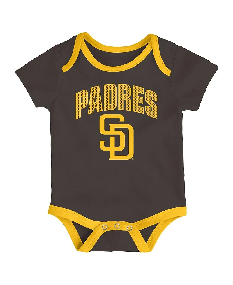 Outerstuff Newborn 3-Pack San Diego Padres All Day Play Bodysuit Set