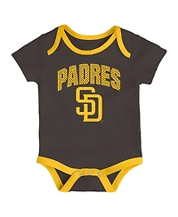 Outerstuff Newborn 3-Pack San Diego Padres All Day Play Bodysuit Set