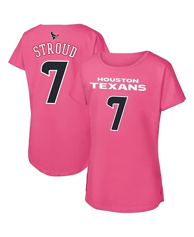 Outerstuff Big Girls C.j. Stroud Pink Houston Texans Player Name Number T-Shirt