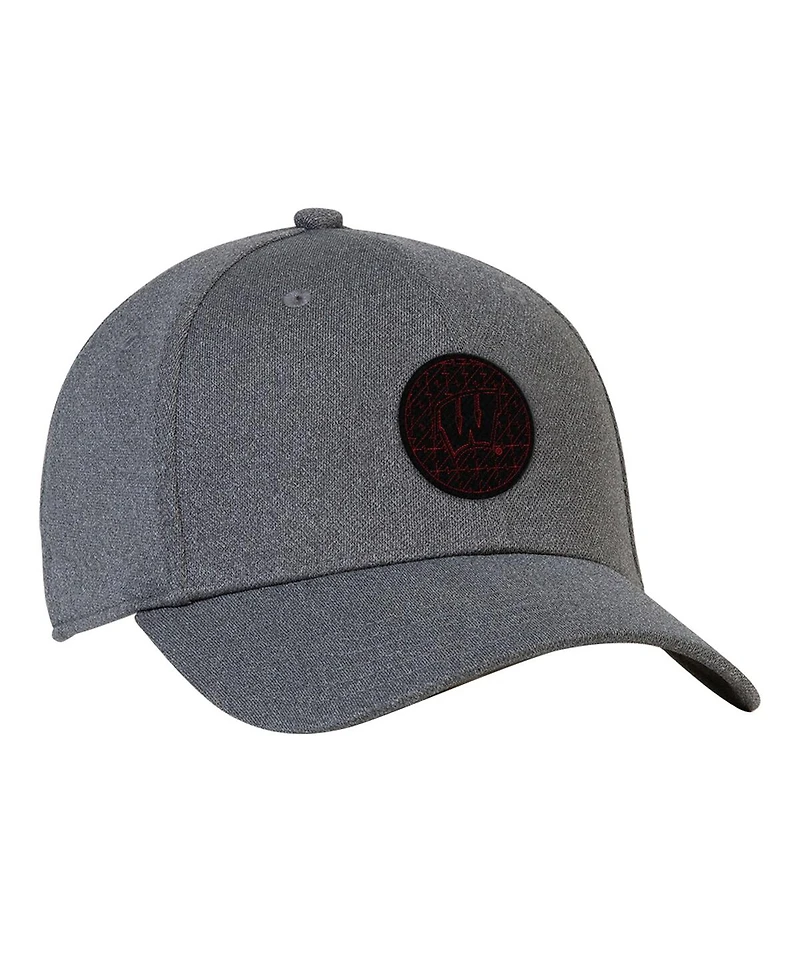 Under Armour Men's Heather Gray Wisconsin Badgers College Essentials 3.0 Blitzing Flex Hat
