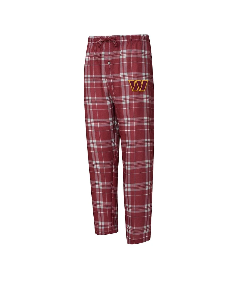 Concepts Sport Men's 2-Piece Burgundy/Gray Washington Commanders Regulate Long Sleeve T-Shirt and Plaid Pant Set