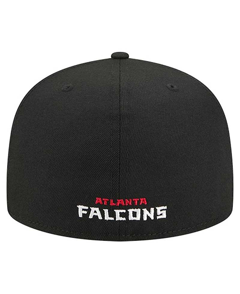 New Era Men's Black Atlanta Falcons Overlap Wordmark 59FIFTY Fitted Hat