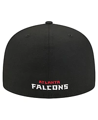 New Era Men's Black Atlanta Falcons Overlap Wordmark 59FIFTY Fitted Hat