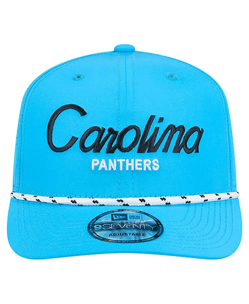 New Era Men's Blue Carolina Panthers Script 9SEVENTY Adjustable Hat