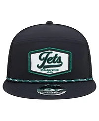 New Era Men's Black New York Jets Ripstop Patch 9FIFTY Split Panel Snapback Hat