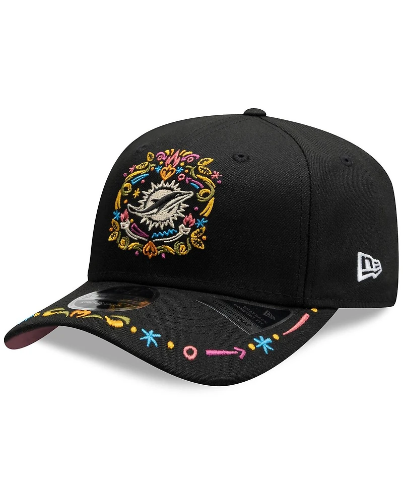 New Era Men's Black Miami Dolphins Hasta La Muerte 9SEVENTY Adjustable Hat