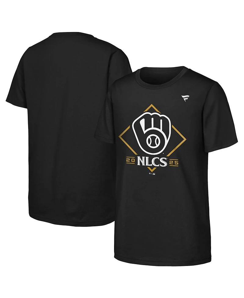Fanatics Big Boys and Girls Black Milwaukee Brewers 2025 National League Division Series Champions Locker Room T-Shirt