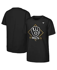 Fanatics Big Boys and Girls Black Milwaukee Brewers 2025 National League Division Series Champions Locker Room T-Shirt