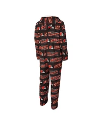 Concepts Sport Men's Brown Cleveland Browns Shuffle All-Over-Print Microfleece Full-Zip Union Suit