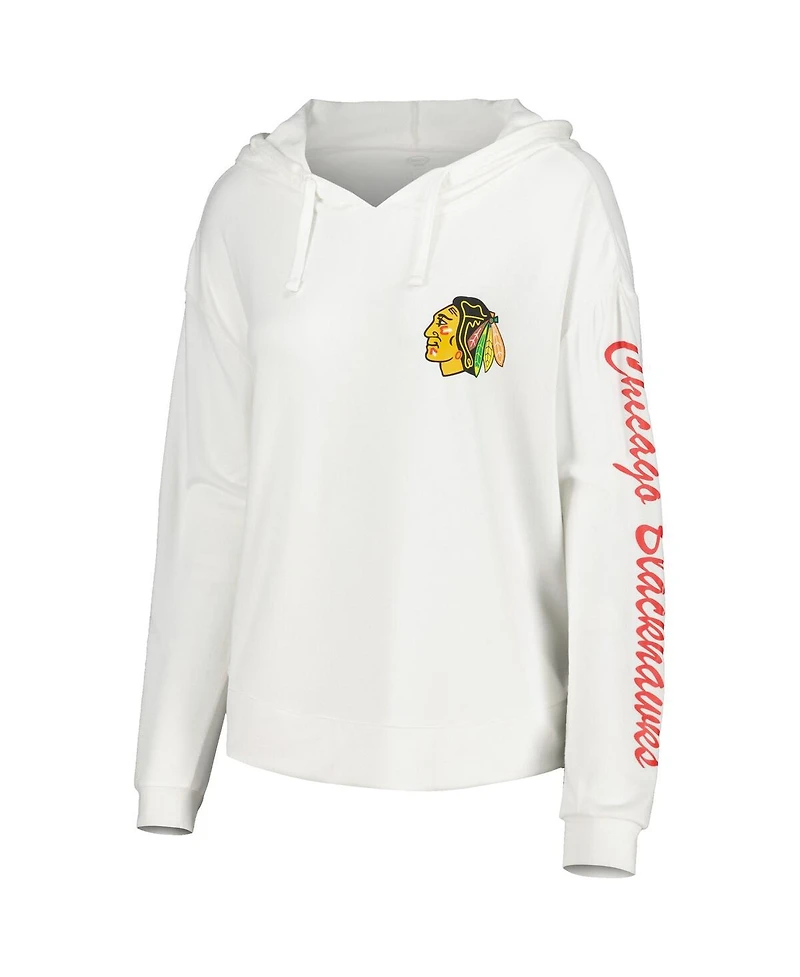 Concepts Sport Women's White Chicago Blackhawks Accord Hacci Long Sleeve Hoodie Top