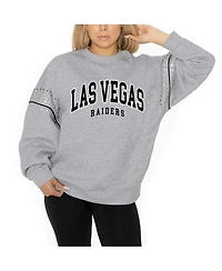 Gameday Couture Women's Ash Las Vegas Raiders Rhinestone Drop Shoulder Oversized Fleece Pullover Sweatshirt