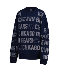 Gameday Couture Women's Navy Chicago Bears Oversized Hype Era Rhinestone Text Sweatshirt