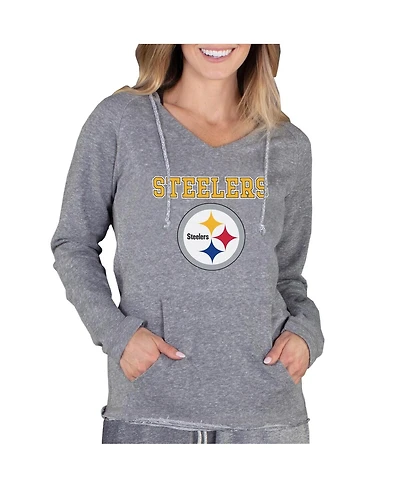 Concepts Sport Women's Gray Pittsburgh Steelers Mainstream Tri-Blend Raglan Hoodie V-Neck Top