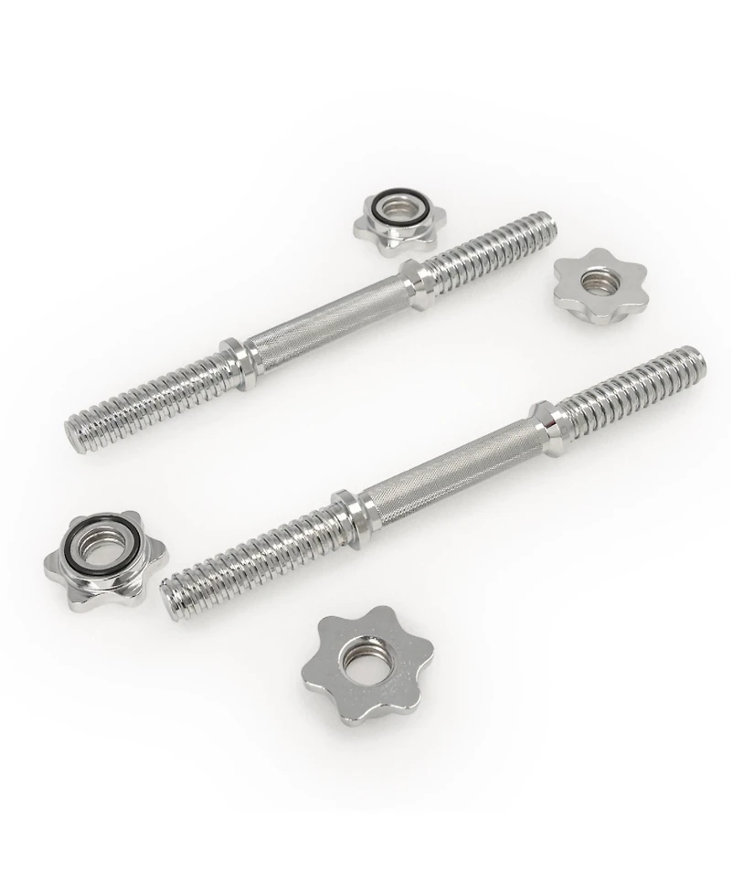 Sunny Health & Fitness Standard 14” Threaded Chrome Dumbbell Bar Set with Star-Lock Collars