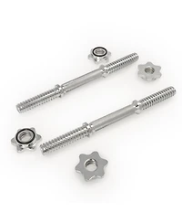 Sunny Health & Fitness Standard 14” Threaded Chrome Dumbbell Bar Set with Star-Lock Collars