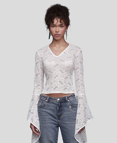 Avec Les Filles Women's V-Neck Long Sleeve Top