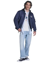Converse Men's Hooded Bib Varsity Bomber Jacket